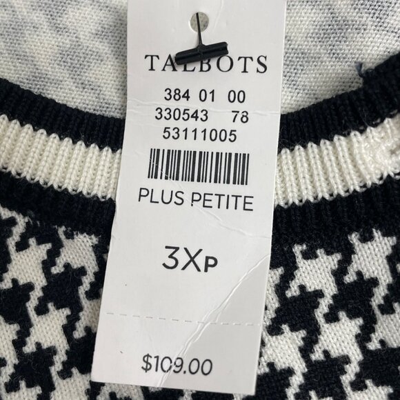Talbots Plus Petite  Houndstooth Button Front Sweater Black & White Sz 3XP - New - Picture 7 of 8